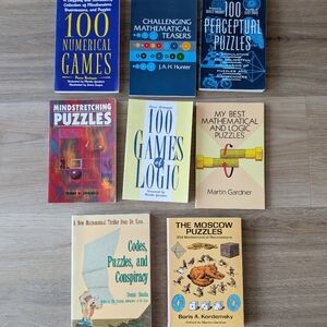 Math Puzzles Riddles 8 Book Lot Boris  Kordemsky Berloquin Gardner Dennis Shasha